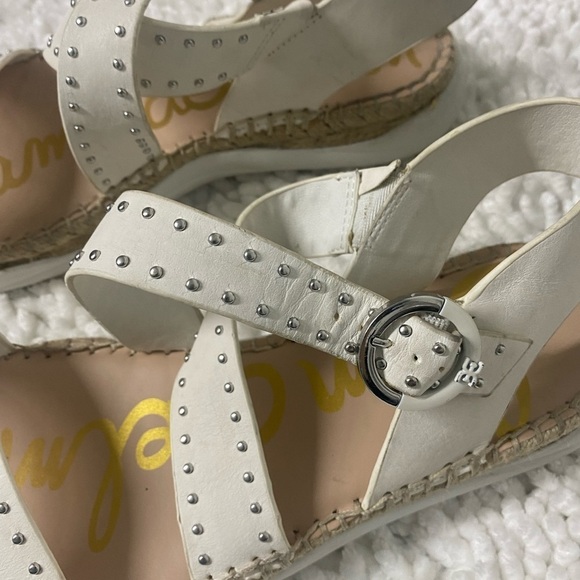 Sam Edelman Janette Sandals, White Leather and Silver, 9.5 - Picture 10 of 12